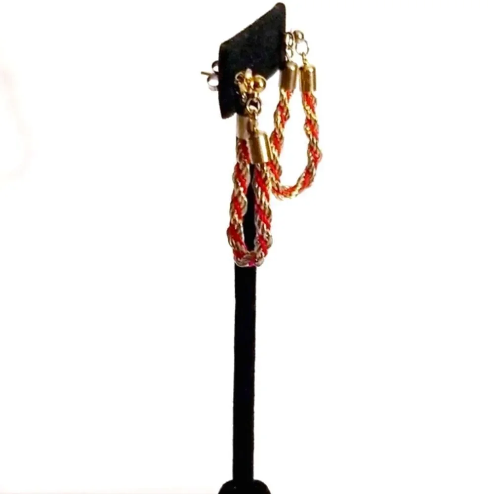 5/$25 Vintage Gold red braided rope chain hoop earrings